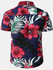 Children's Hawaiian Floral Print Tropical Aloha Holiday Summer Beach Short Sleeve Shirt