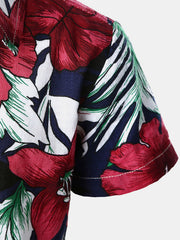 Children's Hawaiian Floral Print Tropical Aloha Holiday Summer Beach Short Sleeve Shirt