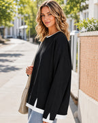 Faux-Layer Rib-Trim Oversized Crewneck Sweatshirt - view 7