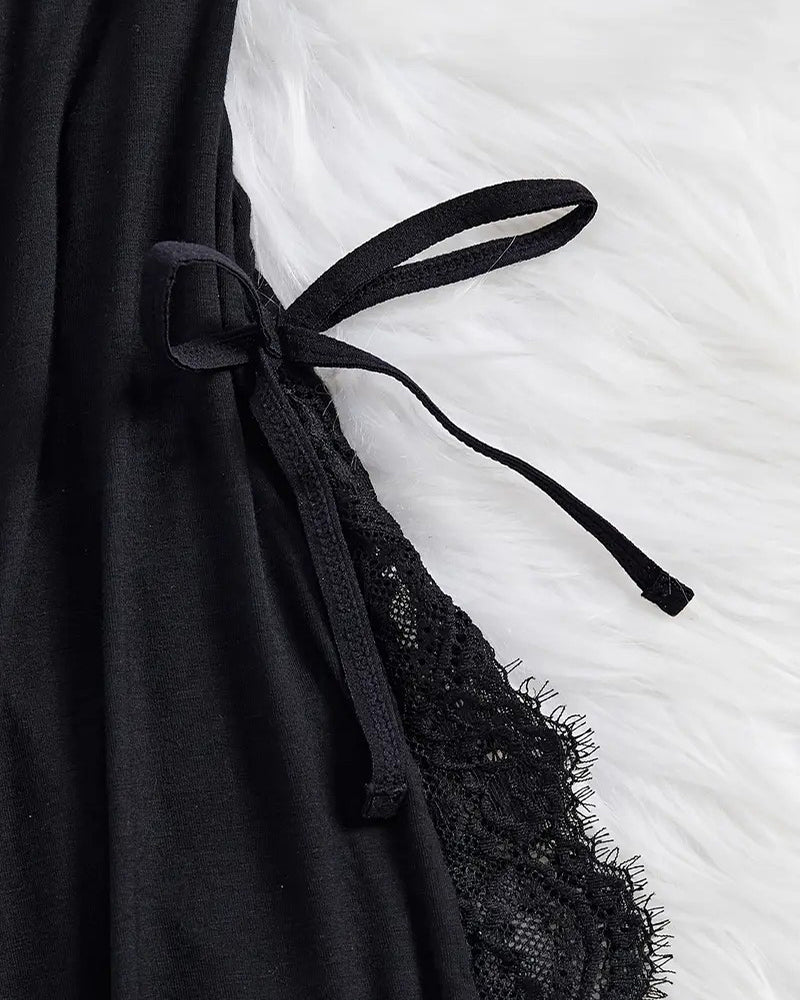 Flirty Sheer Lace Side Slit Babydoll Set - view 4
