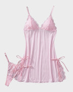 Flirty Sheer Lace Side Slit Babydoll Set - view 10