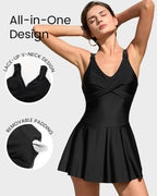 Floral Print One-Piece Swim Dress - view 12