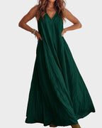 Flowy Boho V-Neck Halter Maxi Dress - view 11