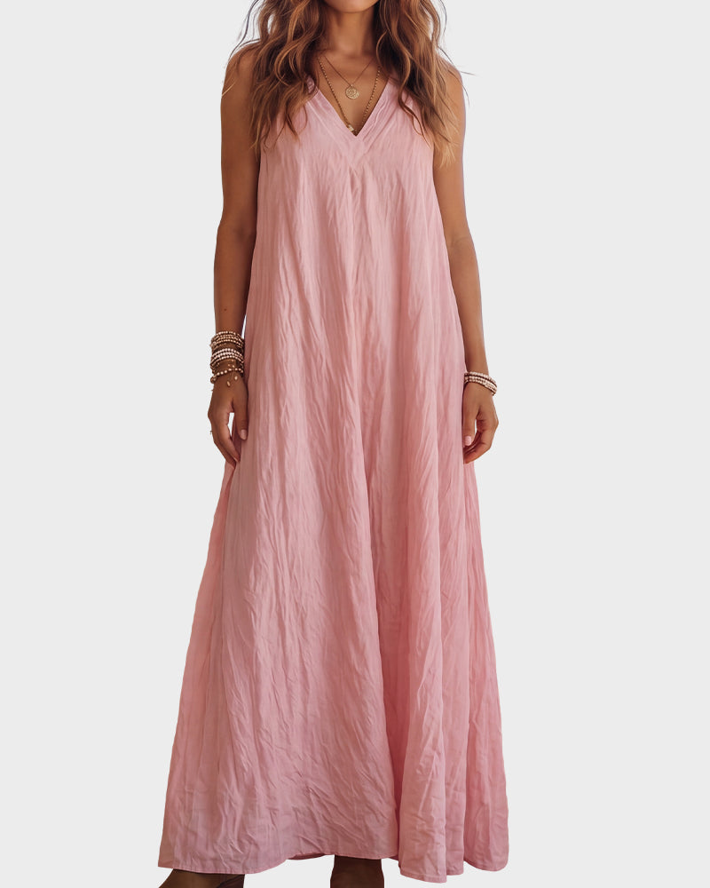 Flowy Boho V-Neck Halter Maxi Dress - view 10