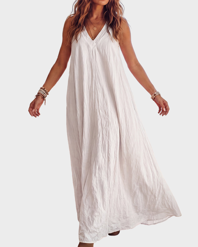 Flowy Boho V-Neck Halter Maxi Dress - view 12
