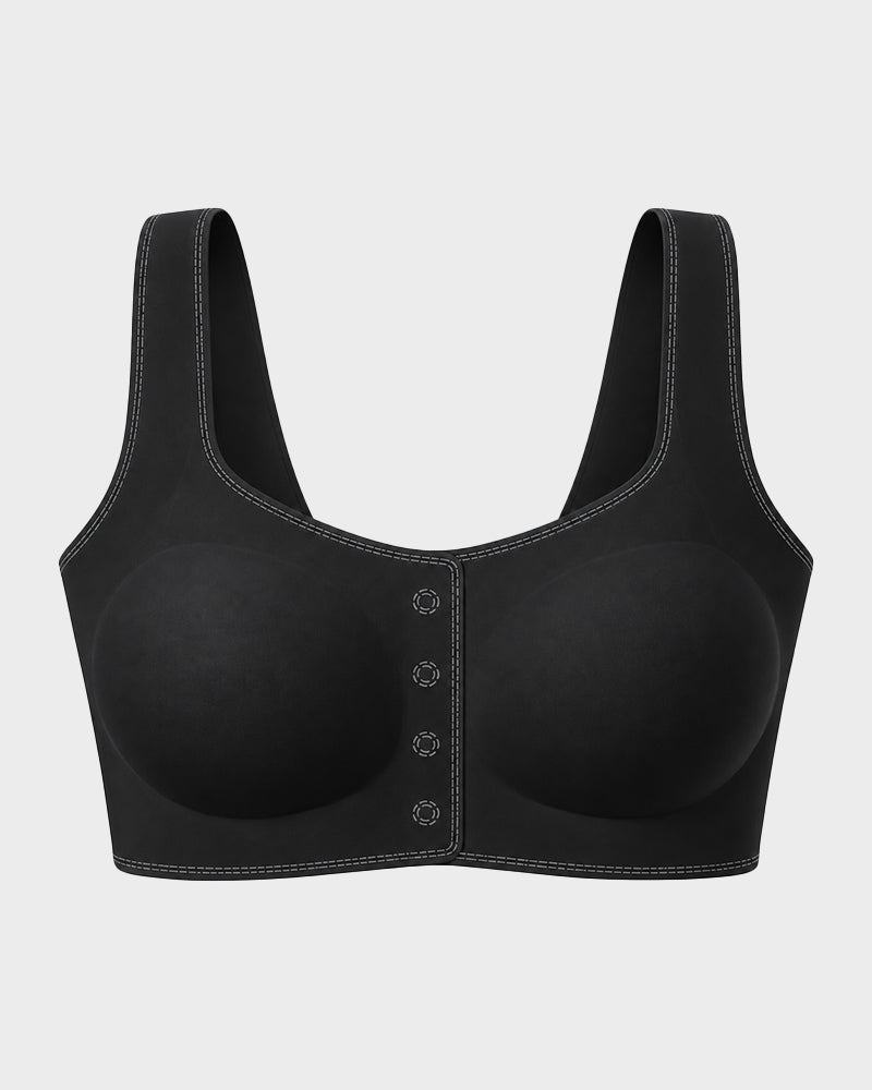 Front-Closure Square-Neck Breathable Minimizer Bra - view 22