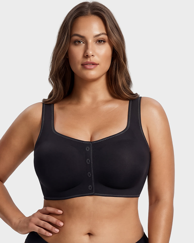 Front-Closure Square-Neck Breathable Minimizer Bra - view 14