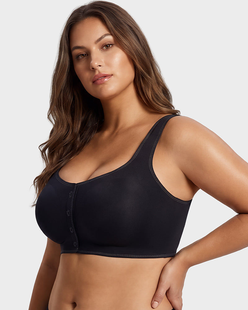 Front-Closure Square-Neck Breathable Minimizer Bra - view 15