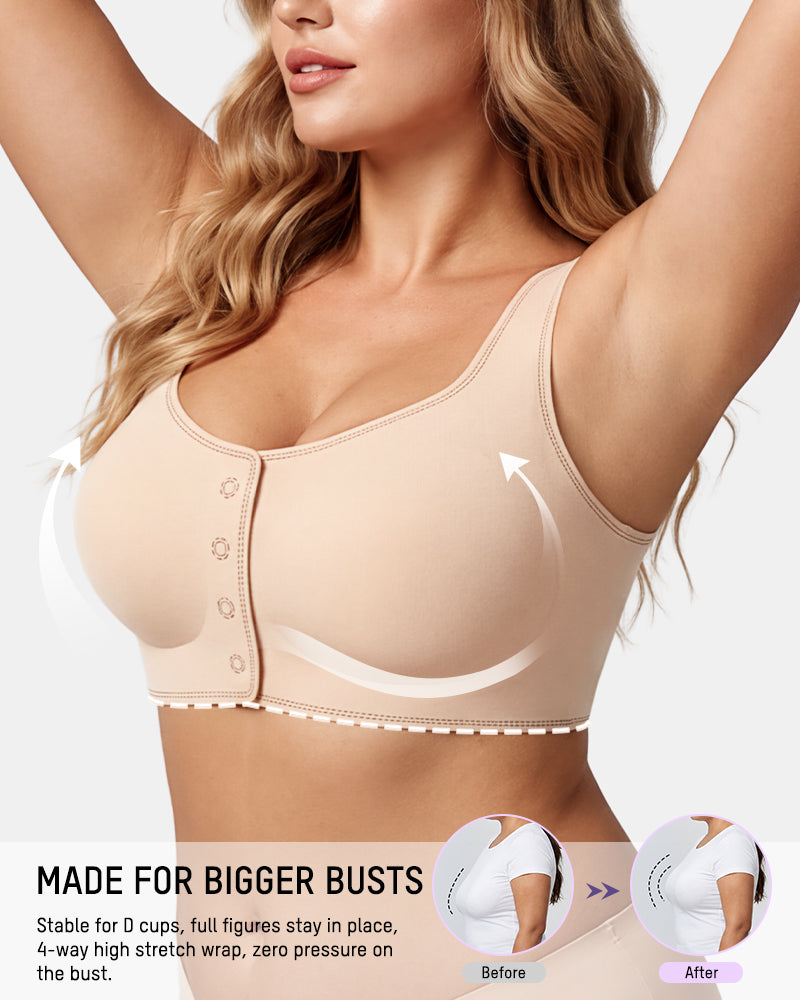 Front-Closure Square-Neck Breathable Minimizer Bra - view 3