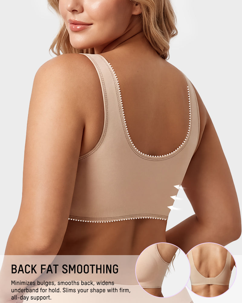 Front-Closure Square-Neck Breathable Minimizer Bra - view 4