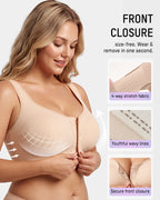 Front-Closure Square-Neck Breathable Minimizer Bra - view 5