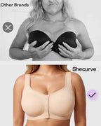Front-Closure Square-Neck Breathable Minimizer Bra - view 6