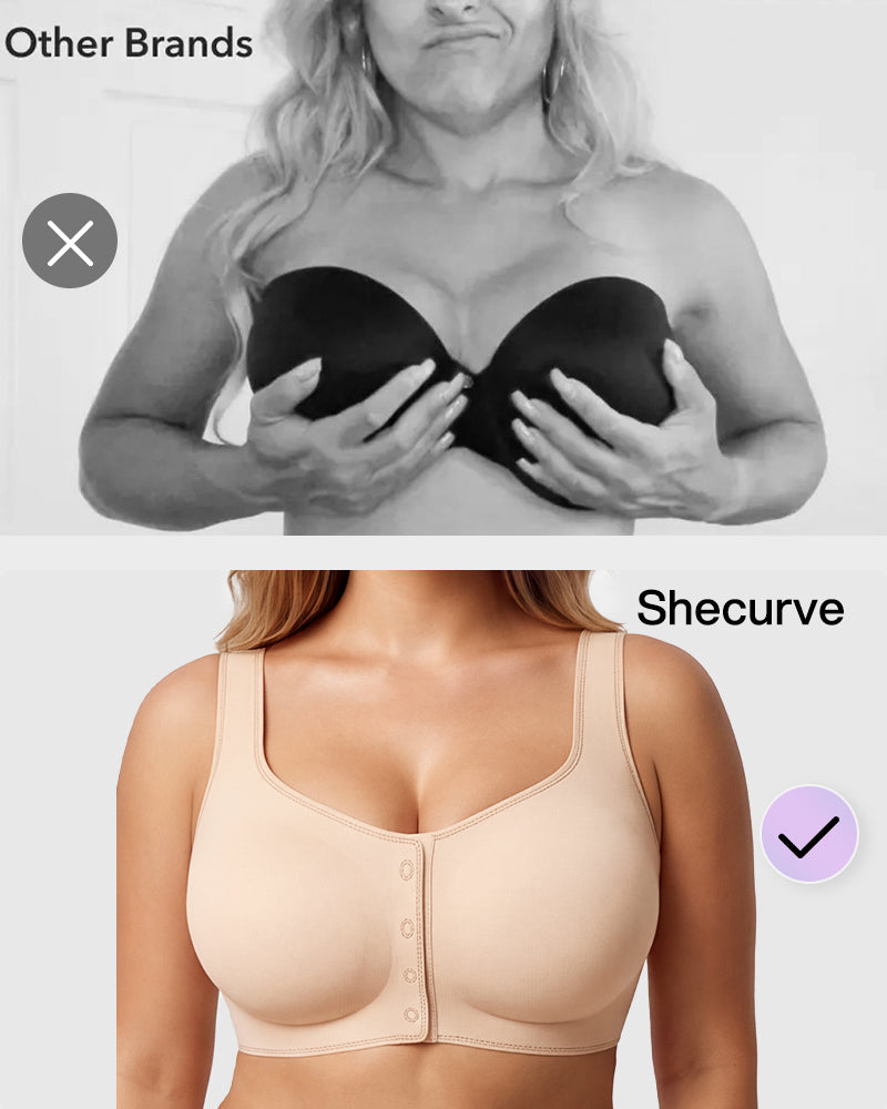 Front-Closure Square-Neck Breathable Minimizer Bra - view 6