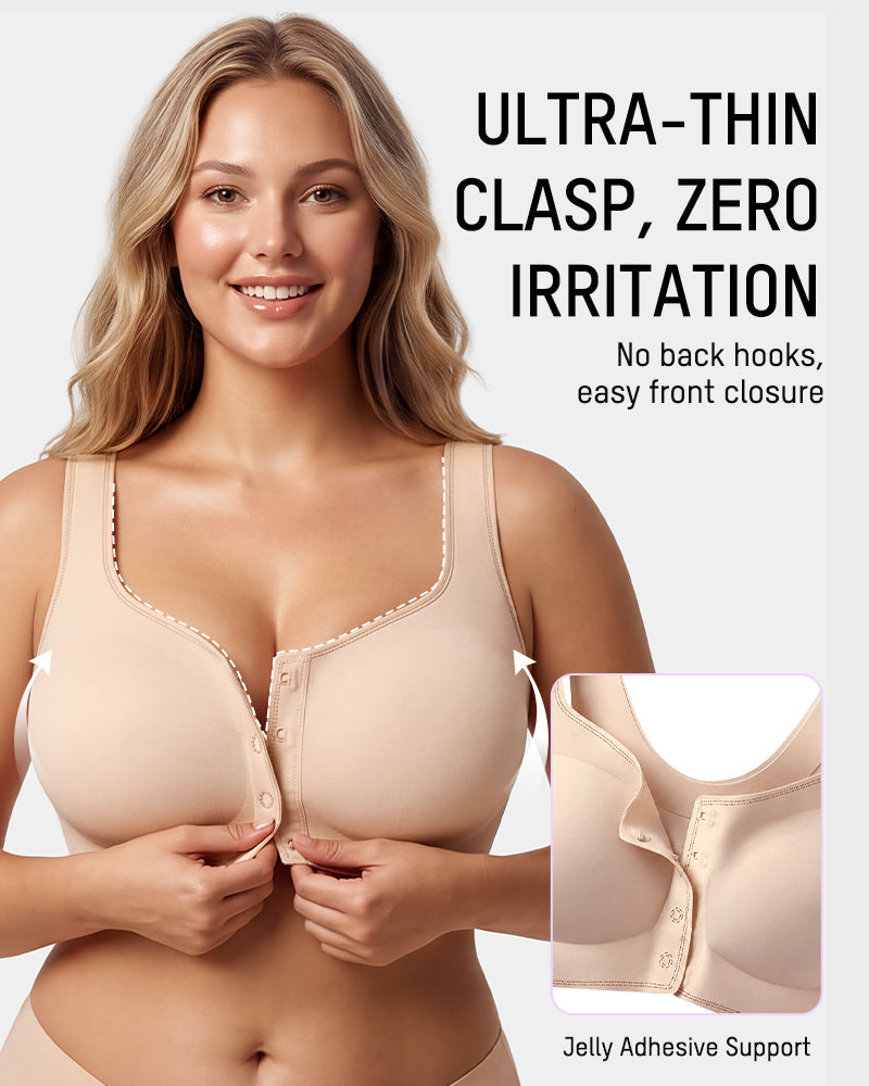 Front-Closure Square-Neck Breathable Minimizer Bra - view 2