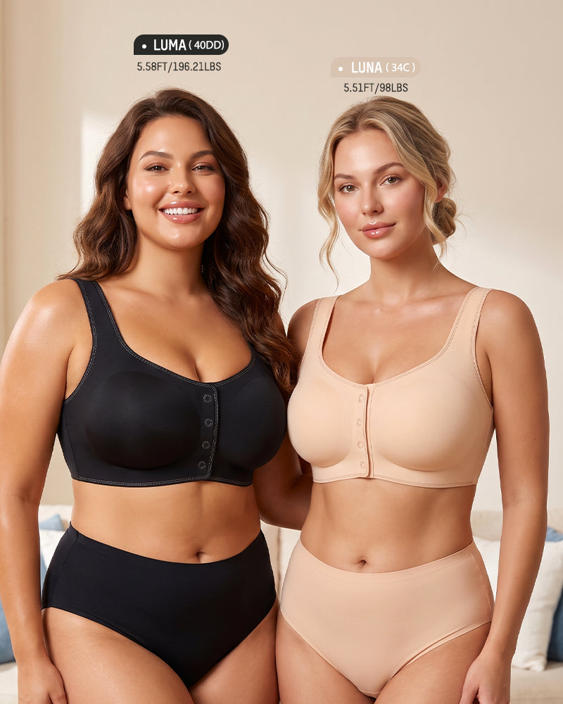 Front-Closure Square-Neck Breathable Minimizer Bra - view 9