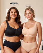 Front-Closure Square-Neck Breathable Minimizer Bra - view 9