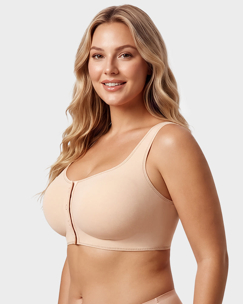Front-Closure Square-Neck Breathable Minimizer Bra - view 10