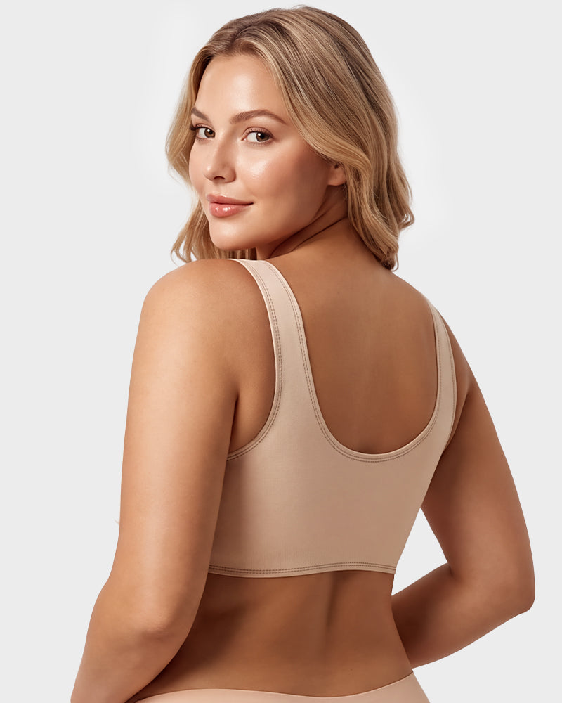 Front-Closure Square-Neck Breathable Minimizer Bra - view 11