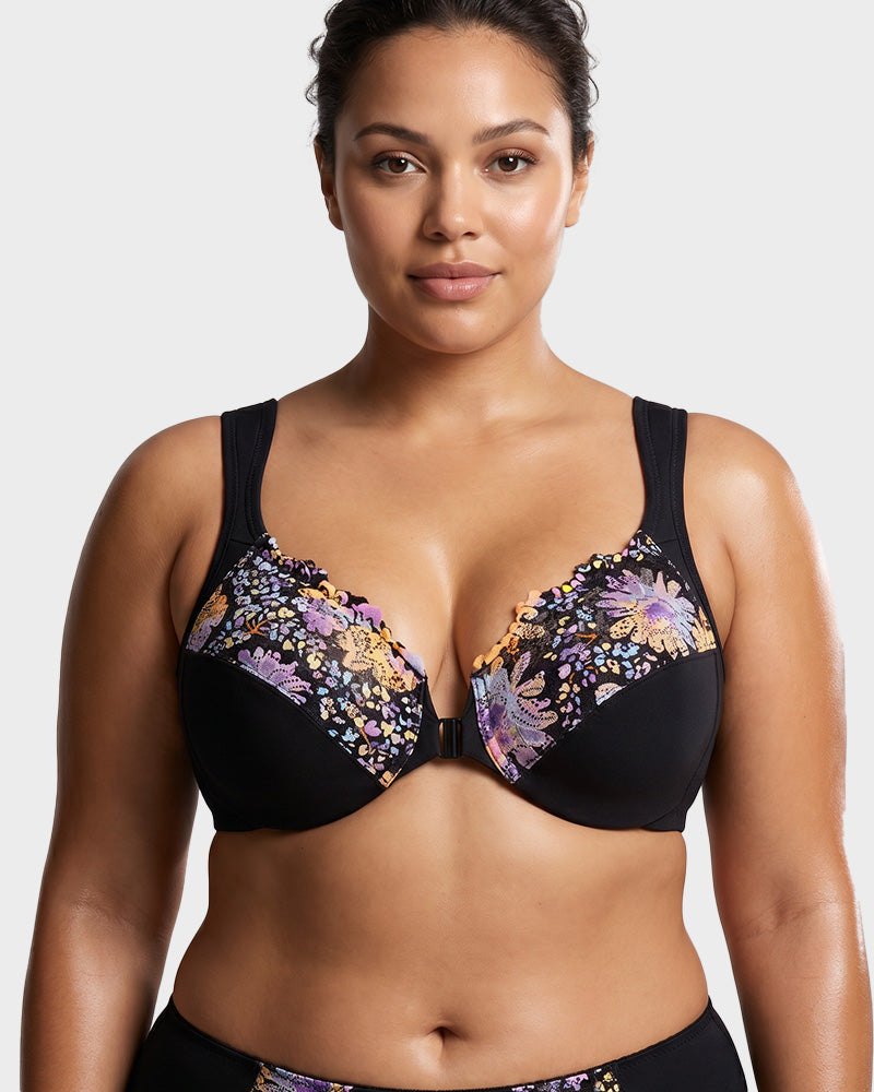Front-Closure Underwire Print Bra - view 9