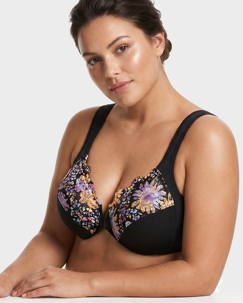 Front-Closure Underwire Print Bra - view 10