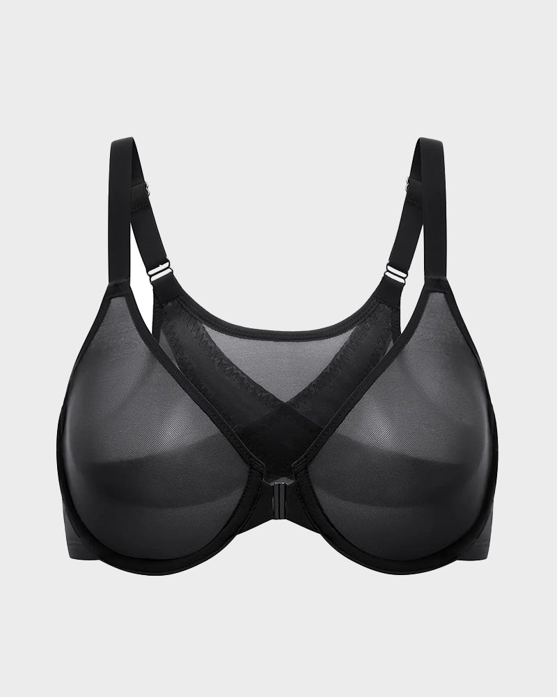 Front Closure Mesh Support Seamless Bra - view 27