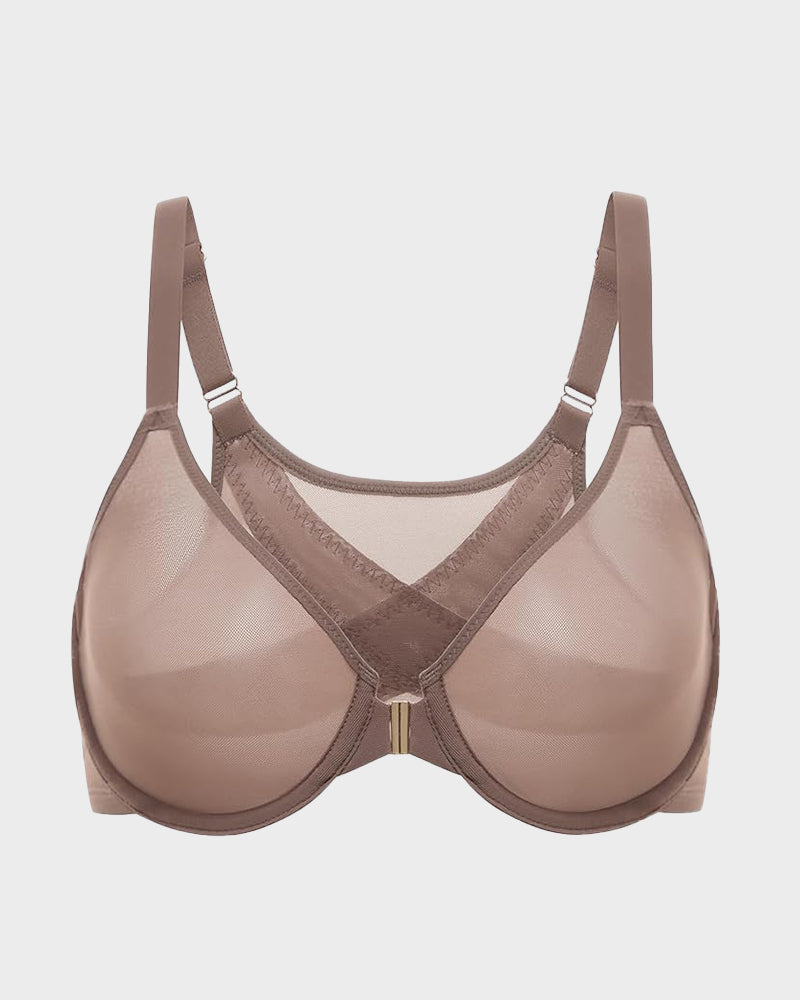 Front Closure Mesh Support Seamless Bra - view 28