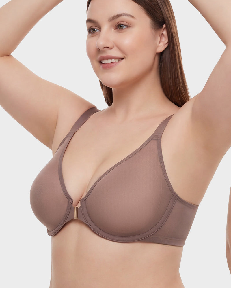 Front Closure Mesh Support Seamless Bra - view 14