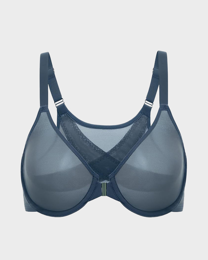 Front Closure Mesh Support Seamless Bra - view 26