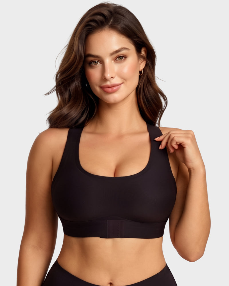 Front Closure Cross-Back Wireless Posture Bra - view 13