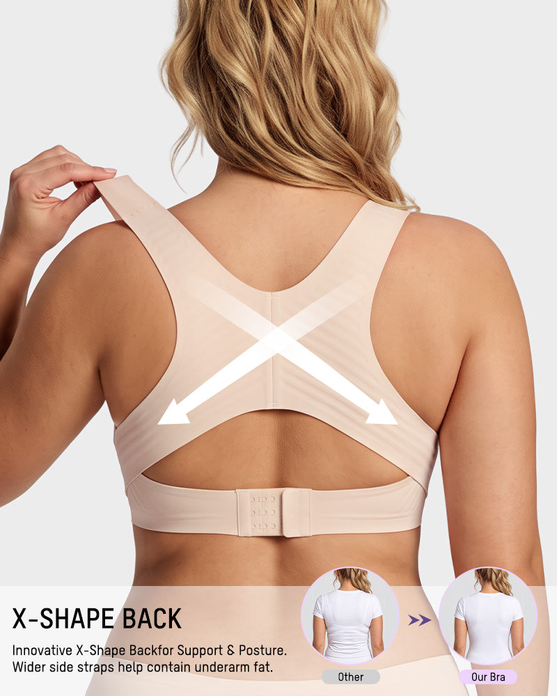 Front Closure Cross-Back Wireless Posture Bra - view 5
