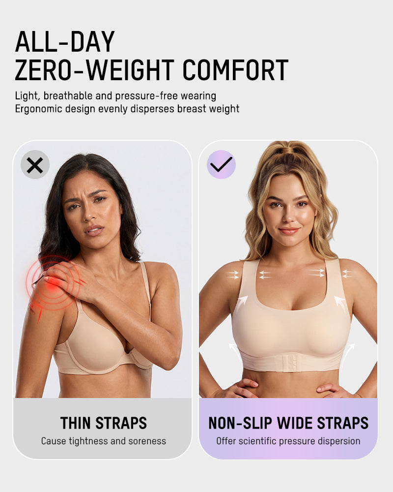 Front Closure Cross-Back Wireless Posture Bra - view 8