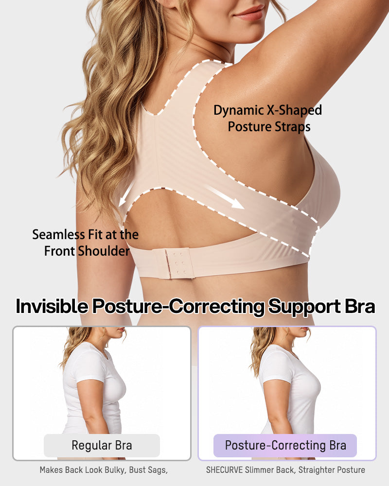Front Closure Cross-Back Wireless Posture Bra - view 2