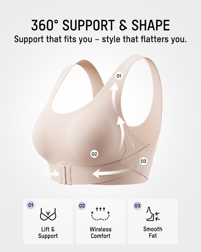 Front Closure Cross-Back Wireless Posture Bra - view 7