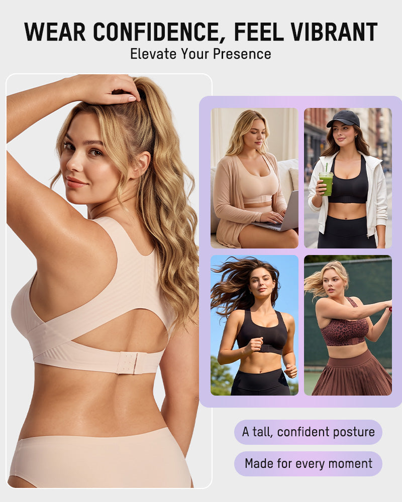 Front Closure Cross-Back Wireless Posture Bra - view 9