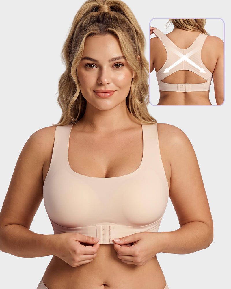 Front Closure Cross-Back Wireless Posture Bra - view 10