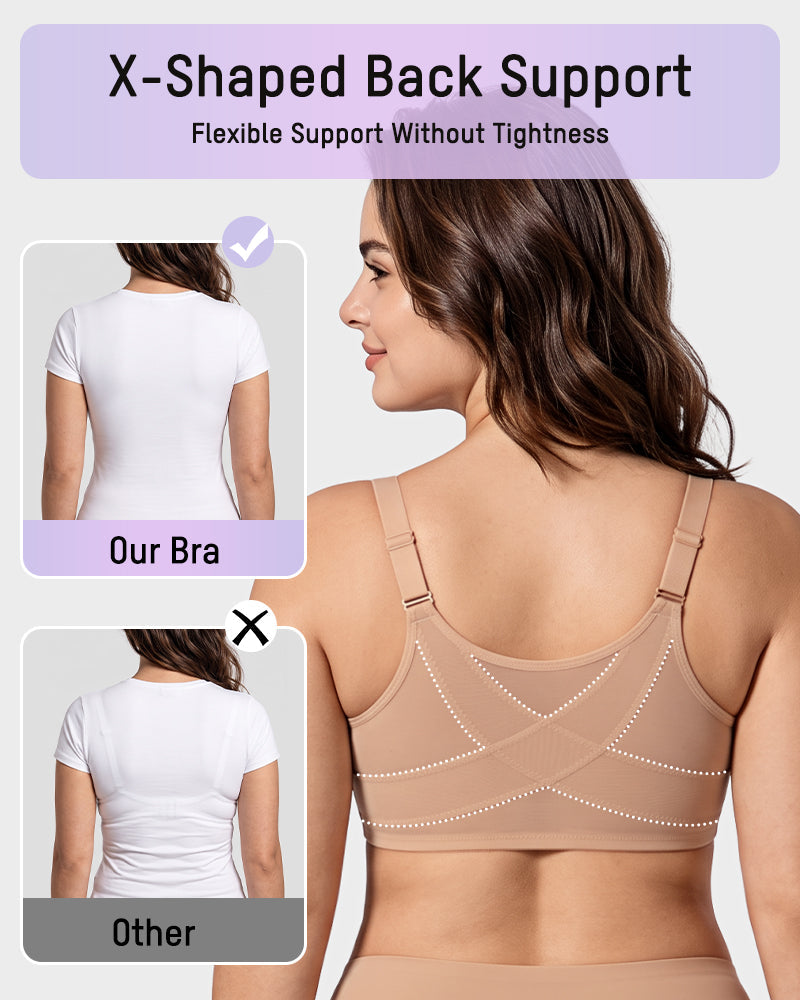 Front Closure Mesh Support Seamless Bra - view 5