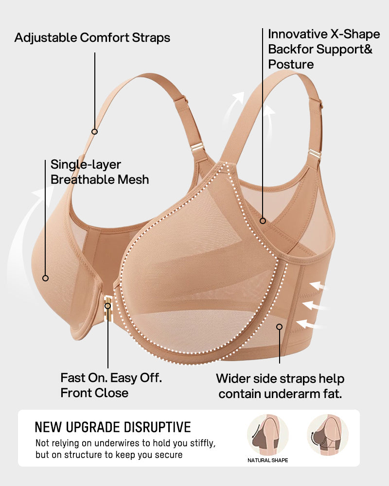 Front Closure Mesh Support Seamless Bra - view 7