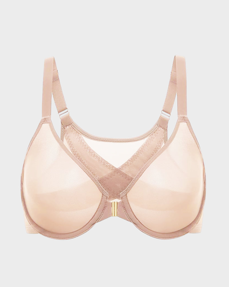 Front Closure Mesh Support Seamless Bra - view 30