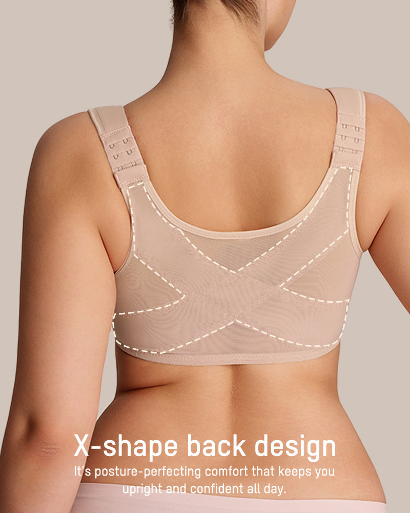 Front Closure Underwire Unlined Back Support Plunge Bra - view 3
