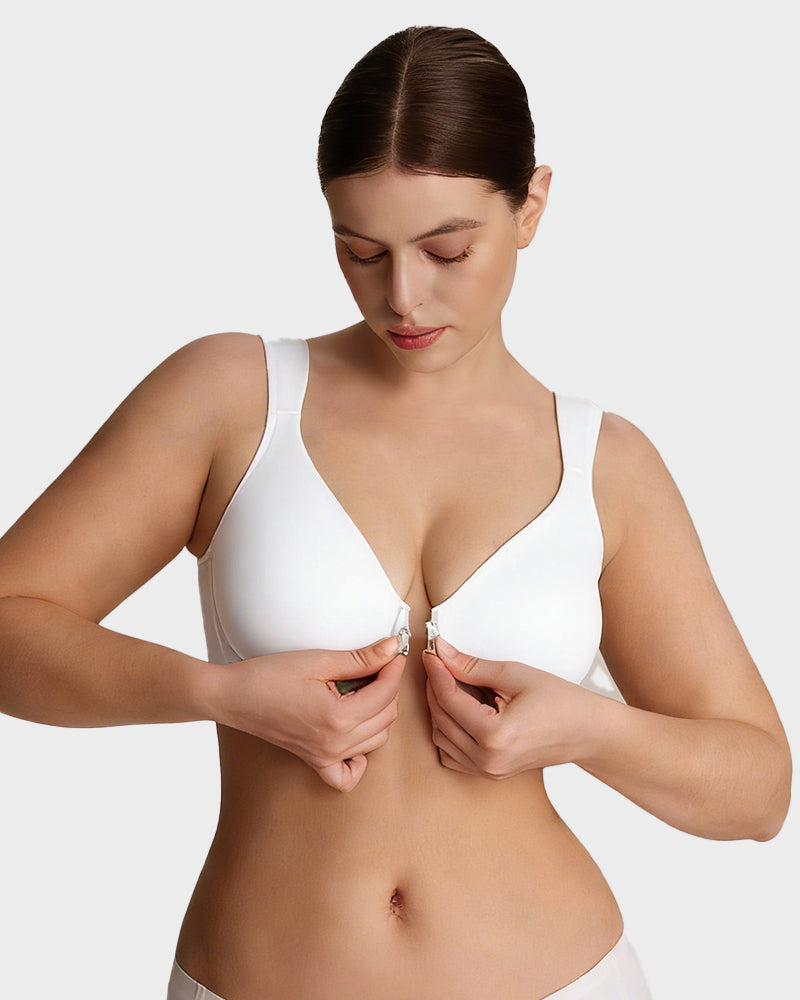 Front Closure Underwire Unlined Back Support Plunge Bra - view 10