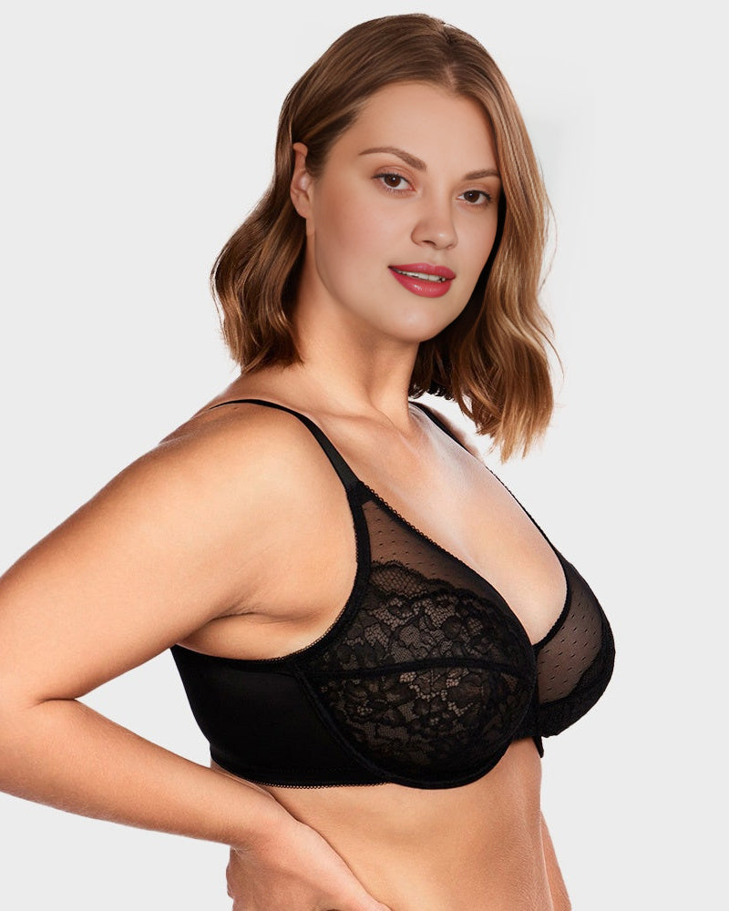 Full Coverage Lace Minimizer Bra - Petal - view 3