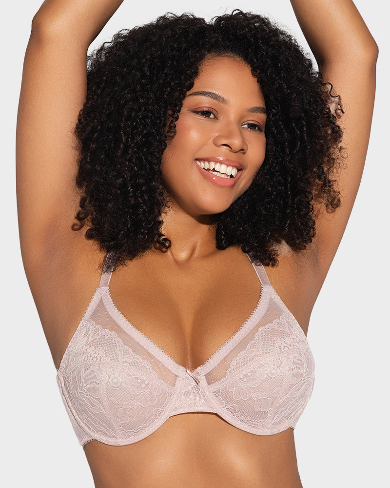 Full Coverage Lace Minimizer Bra - Petal - view 12