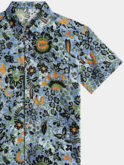Men’s Boho Floral Short Sleeve Breathable Cool Casual Vacation Shirt