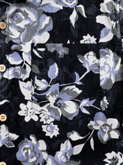 Men’s Hawaiian Print Floral Pattern Cotton Breathable Resort Vacation Holiday Short Sleeve Shirt
