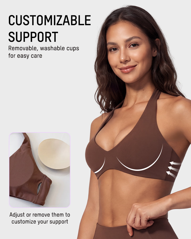 Halter Open-Back Low-Impact Sports Bra - view 4