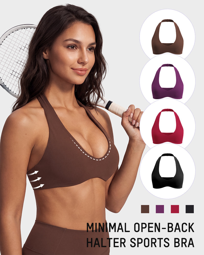 Halter Open-Back Low-Impact Sports Bra - view 2