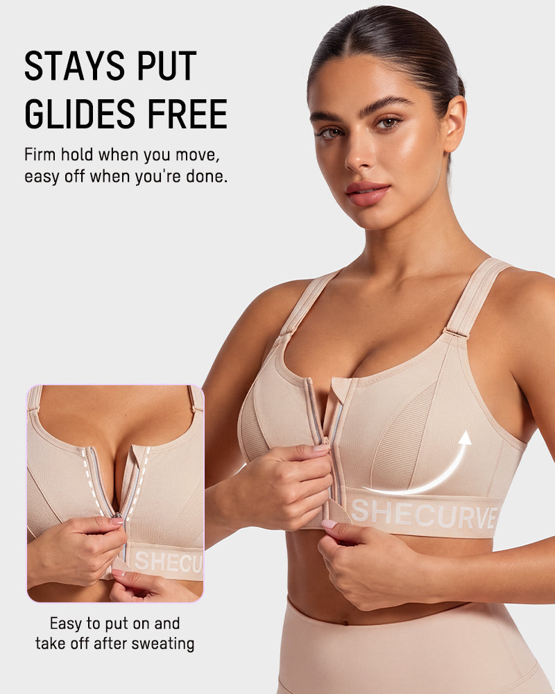High-Impact Adjustable Zip-Front Sports Bra - view 3