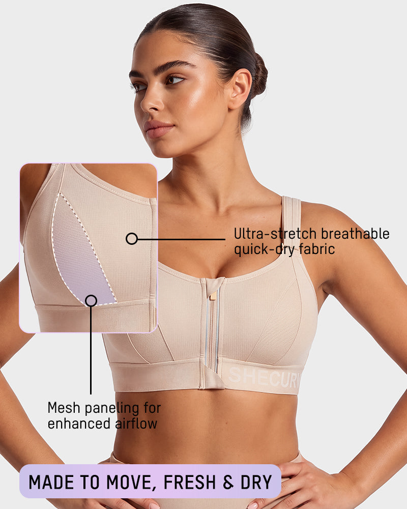 High-Impact Adjustable Zip-Front Sports Bra - view 2