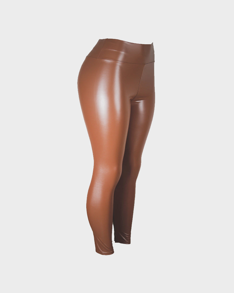 High-Waist Faux Leather Leggings - view 16