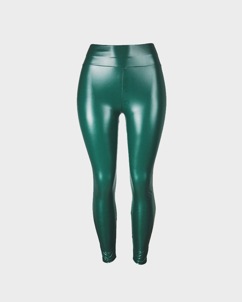High-Waist Faux Leather Leggings - view 18